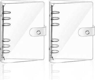OEM Dailygoods - Funda Para Carpeta De Anillas A6 De 2 Piezas - Carpeta De Anillas Transparente E Impermeable Con Cierre A Presi&oacute;n