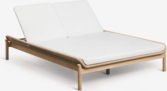 Sklum Tumbona Doble Reclinable En Madera De Acacia Y Cuerda Trenzada Karvia Sklum