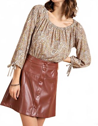 Greek Archaic Kori Paisley Bodysuit In Mocha