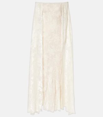 Rodarte Floral satin jacquard maxi skirt