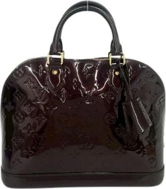 Louis Vuitton Pre-owned Handbags, female, Brown, Size: ONE SIZE Pre-owned Alma PM Monogram Vernis Patent Leather Handbag