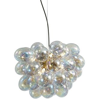 QAZQA Art D&eacute;co L&aacute;mpara Colgante Art D&eacute;co Dorada Con Cristal Arco&iacute;ris De 50 Cm Y 8 Luces - Uvas Acero /vidrio Esfera Adecuado Para Led Max. 8 X 8 Watt - Qazq