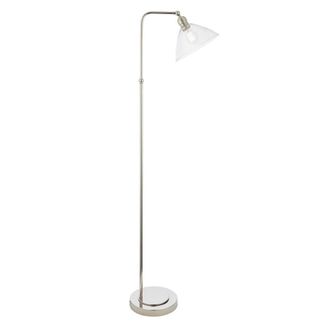 Netlighting Bellora Glass Floor Lamp Bright Nickel Plate & Clear Glass 10W LED E27 in Silver