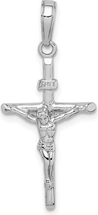 Diamond2Deal 10K White Gold Stick Style Crucifix Pendant