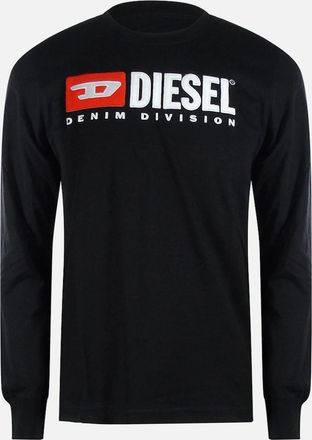 Diesel Mens Diesel Denim Division Logo Long Sleeve Black T-Shirt - Size: 40
