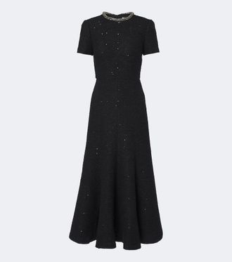 Roland Mouret Embellished boucl&eacute; cocktail dress