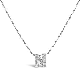 House of Brilliance 10K Gold Diamond Accent A-Z Initial Bubble Pendant Necklace