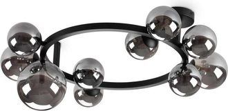 Ideal Lux Ideal Lux - Perlage L&aacute;mpara De Techo Con Forma De Globo, 10 Luces, Color Negro, Pantalla Gris Ahumado