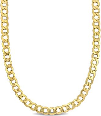Amour Mens 20 Inch Curb Link Chain Necklace In 10K Yellow Gold (7 Mm)