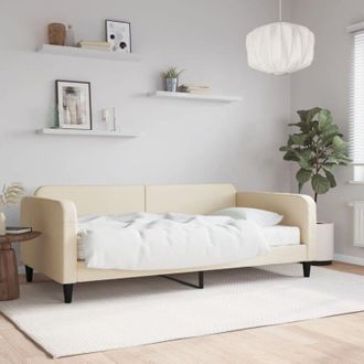 vidaXL Sof&aacute; Cama Con Colch&oacute;n Tela Crema 80x200 Cm Vidaxl