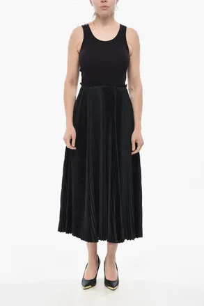 Balenciaga Midi Dress with Jacquard Pleated Skirt Balenciaga