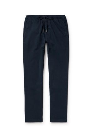 Mr P. Straight-Leg Cotton-Blend Twill Drawstring Trousers