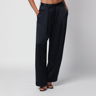 Victoria Beckham Pantaloni Cecilia blu notte in acetato e viscosa