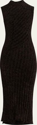 Giorgio Armani Ribbed Chenille Sleeveless Midi Dress