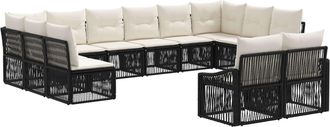 vidaXL Conjunto De Sof&aacute;s De Jard&iacute;n 12 Uds. Negro Rat&aacute;n Sint&eacute;tico Vidaxl