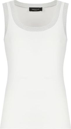 Fabiana Filippi Witte katoenen top met lurex details - Dames - Tops zonder mouwen - Wit - S - Katoen - Tops