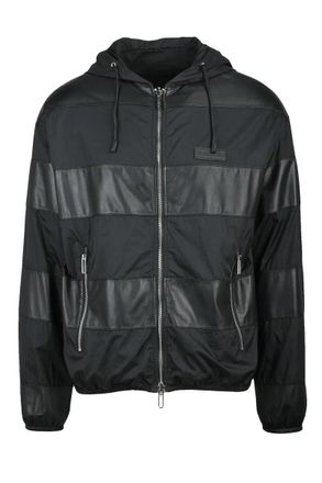 Emporio Armani Patchwork Leather/Nylon Jacket - Black