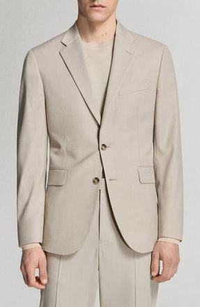 Mango Milan Slim Fit Suit Jacket in Beige at Nordstrom, Size 38