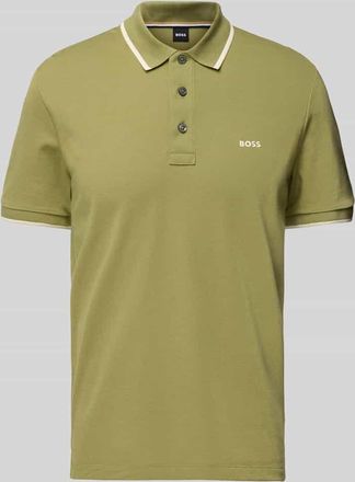 HUGO BOSS Regular Fit Poloshirt mit Label-Print Modell Parlay in Gruen, Größe S
