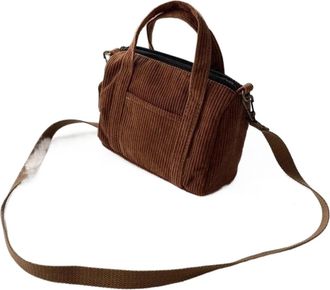 Generic MTKSFDC Corduroy Tote Bag Womens Corduroy Shoulder Bag Female Canvas Handbag Zipper Totes Ladies Casual Purse Cloth Pouch For Girl Crossbody(Caramel)