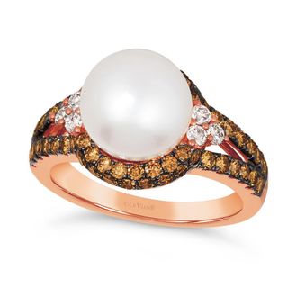 Le Vian Ladies Pearl Rings set in 14K Strawberry Gold