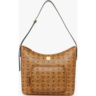 MCM X-Large Aren Zip Hobo in Visetos in Cognac at Nordstrom