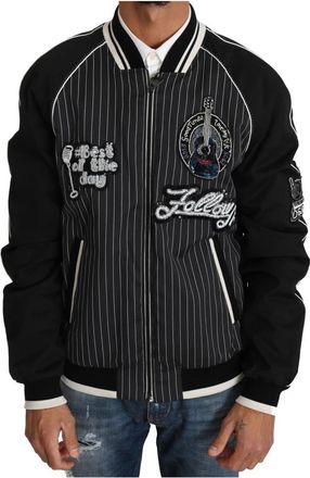 Dolce & Gabbana Pailletten Versierde Zwarte Bomberjack - Heren - Bomber jackets - Zwart - XL - Pailletten - Jassen