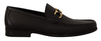 Ferragamo Black Calf Leather Moccasins Loafers Mens Shoes