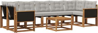 vidaXL Conjunto De Sof&aacute;s De Exterior 8 Uds. Natural Y Gris Claro Vidaxl
