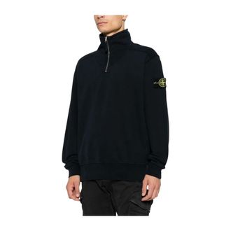 Stone Island Sudadera con cuello alzado y media cremallera - Knitwear - Hombre - Azul - 2XL