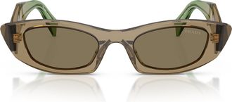 Prada 0pr B16s Translucent Acetate Rectangular Sunglasses
