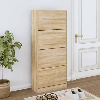 vidaXL Vidaxl - Mueble Zapatero Madera Contrachapada Roble Sonoma 63x24x147 Cm