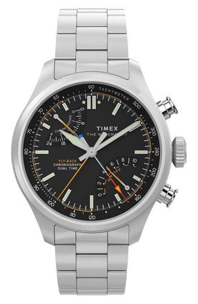 Timex Waterbury Ace Fly-Back Bracelet Watch in Silver-Tone at Nordstrom