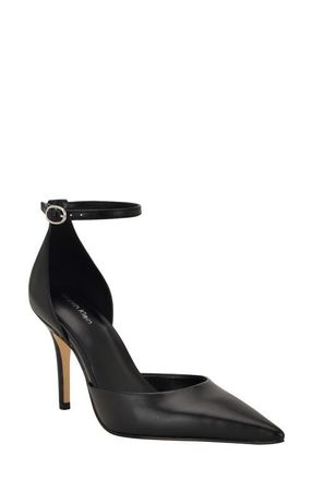 Calvin Klein Olettia Ankle Strap Pointed Toe Pump in Black at Nordstrom, Size 11
