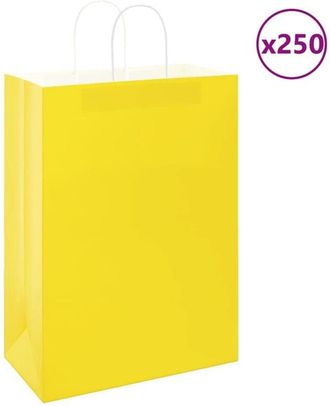 vidaXL Bolsas De Papel Con Asas 250 Uds Amarillas 32x17x44 Cm Vidaxl