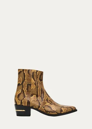 Amiri Mens Python-Embossed Leather Ankle Boots