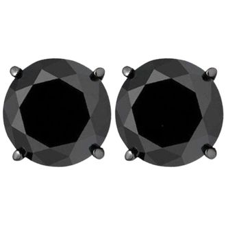 Pompeii3 3ct 14k Black Gold Round Black Diamond Screw Back Studs Earrings