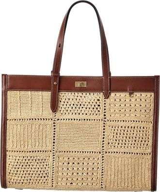 Anya Hindmarch Mortimer Patchwork Raffia & Leather Tote
