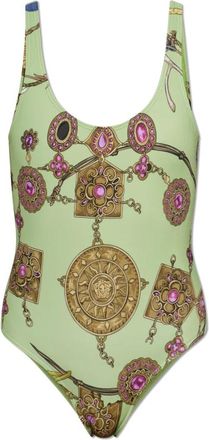 Versace Bedrukte Badpak - Dames - Badpakken - Groen - XL - Polyester - Badmode