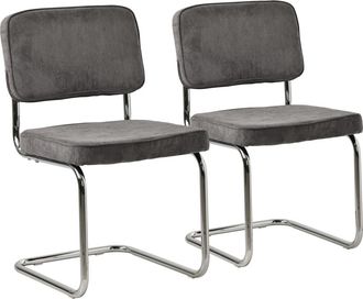 Happy Garden Conjunto 2 sillas cantilever en terciopelo gris y acero