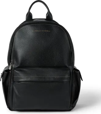 Brunello Cucinelli Grained calfskin travel backpack in Black at Nordstrom