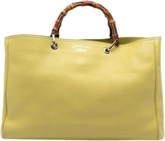 Gucci Pre-owned Tote Bags, female, Yellow, Size: ONE SIZE Pre-owned Bamboo Top Handle Satchel