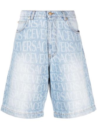 Versace Shorts denim Versace Allover - Blu