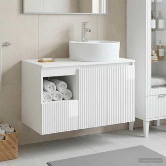 vidaXL Vidaxl Set Di Mobili Per Il Bagno 2 Pz Bianco Lucido