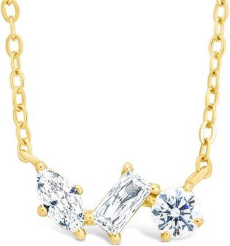 Sterling Forever Trio Cut Cubic Zirconia Pendant Necklace in Gold at Nordstrom