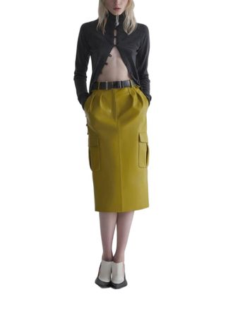 MUGLER Triangular Open-Front Cropped Long-Sleeve Top
