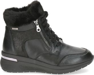 Caprice Zwarte Casual Gesloten Booties Dames Enkellaarzen - Dames - Winterlaarzen - Zwart - 38 EU - Leer - Schoenen