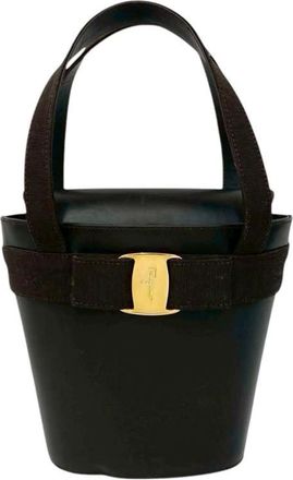 Ferragamo Pre-owned Ferragamo Leather Vara Bow Top Handle Bucket Bag Ladies BA21 6161