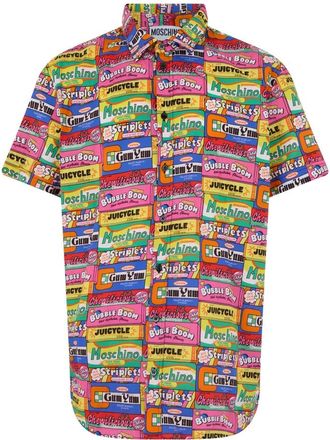 Moschino Short Sleeve Shirt - Heren - Korte mouwen Overhemden - Veelkleurig - 4XL - Katoen - Overhemden
