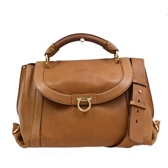 Ferragamo Suzanna Satchel Smooth Leather Brown Leather Handbag (Pre-Owned)